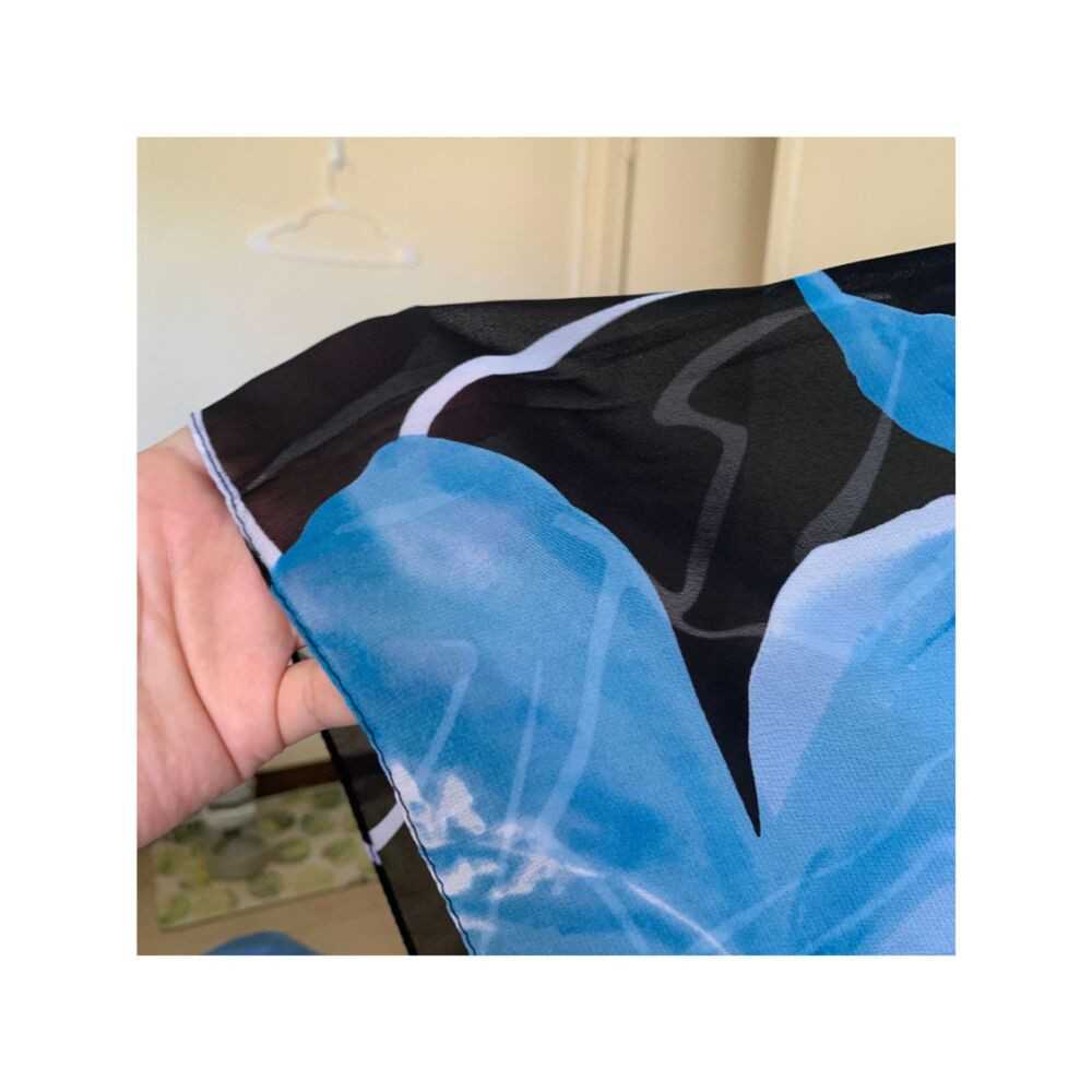 Hawaii Blue Floral 4-Way Cover Up Kaftan Beach Top Scarf Wrap Skirt OS - Picture 11 of 11